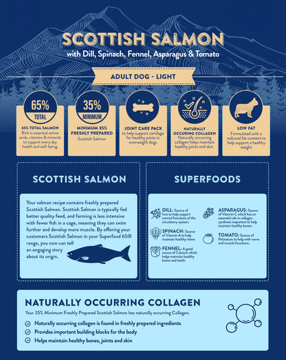 Superfood65 SF65 Scottish Salmon for Adult Dogs (Light) 12kg